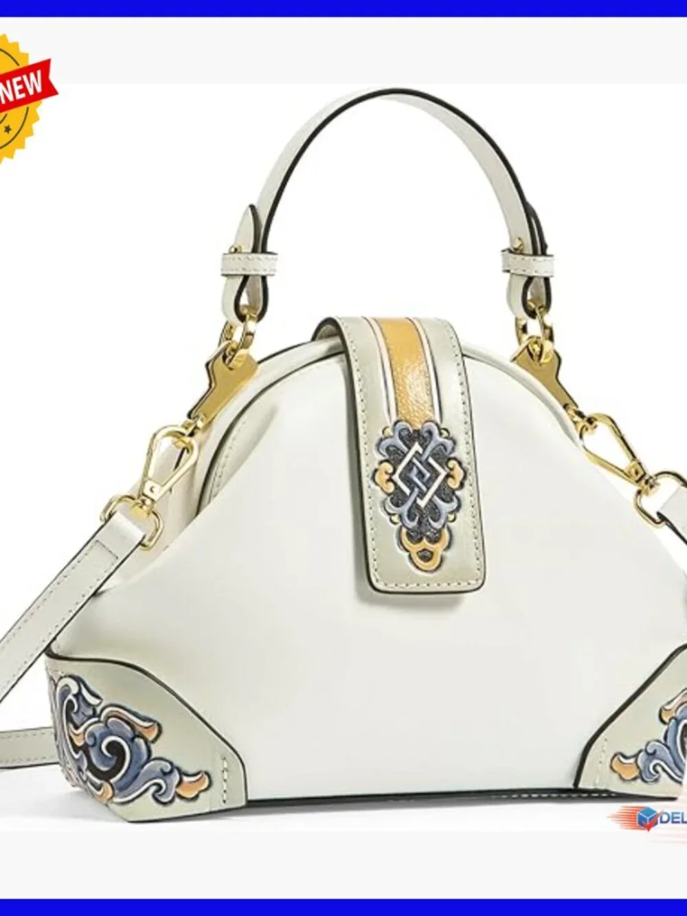 Hand-Carved Leather Hobo Tote with Adjustable Straps, 9x10.5 Inches